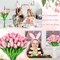 30 Pcs Tulips Artificial Bouquet Flowers Faux Tulips for Home Kitchen Wedding Decorations,Gift Idea for Easter Decor Mother's Day Birthdays(Rose Red)